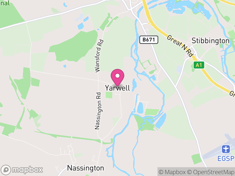 Map of Yarwell, North Northamptonshire, England