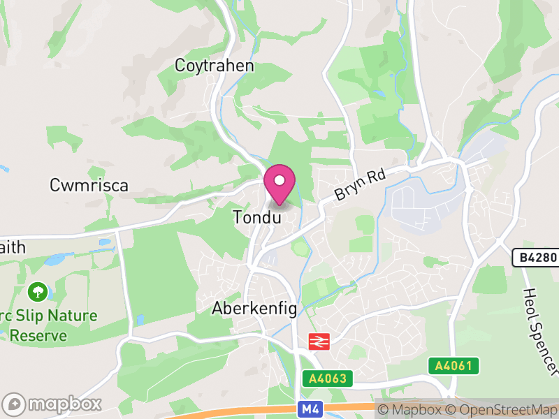 Map of Ynysawdre, Bridgend