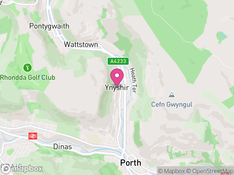 Map of Ynyshir, Rhondda Cynon Taf