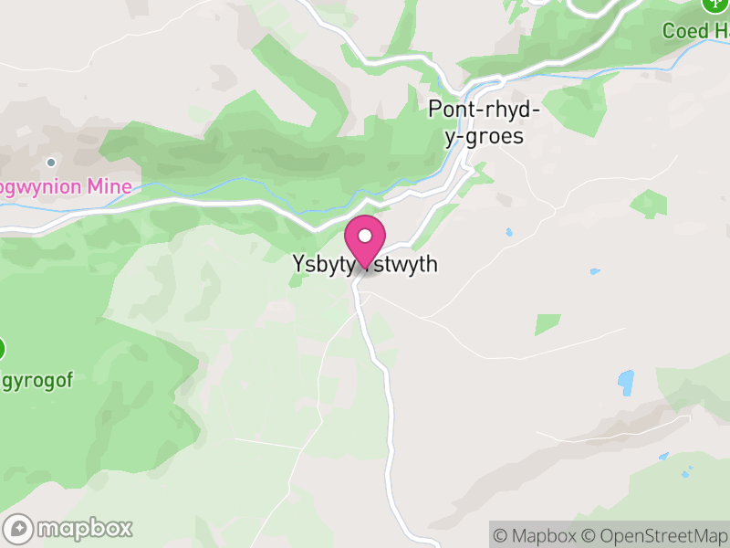 Map of Ysbyty Ystwyth, Ceredigion