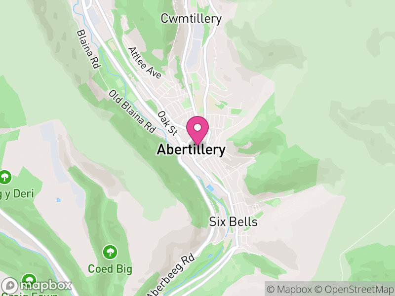 Map of Abertillery, Blaenau Gwent