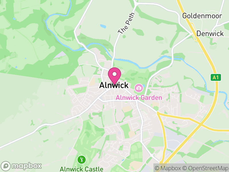 Map of Alnwick, Northumberland