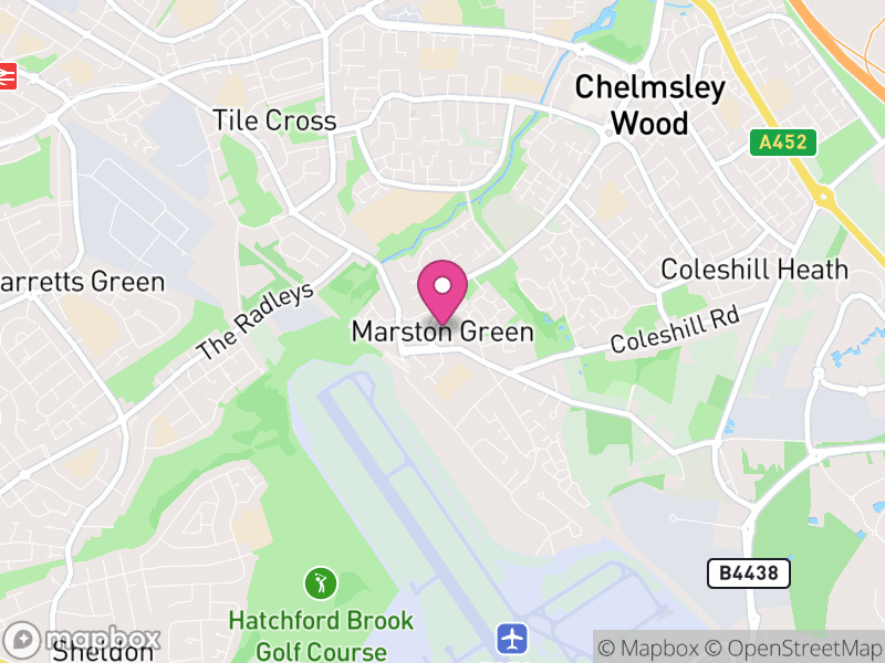 Map of Bickenhill and Marston Green, Solihull