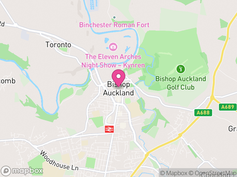 Map of Bishop Auckland, County Durham