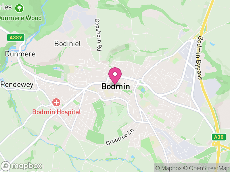 Map of Bodmin, Cornwall
