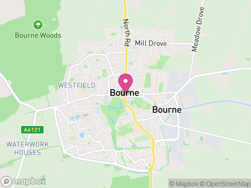 Map of Bourne, South Kesteven