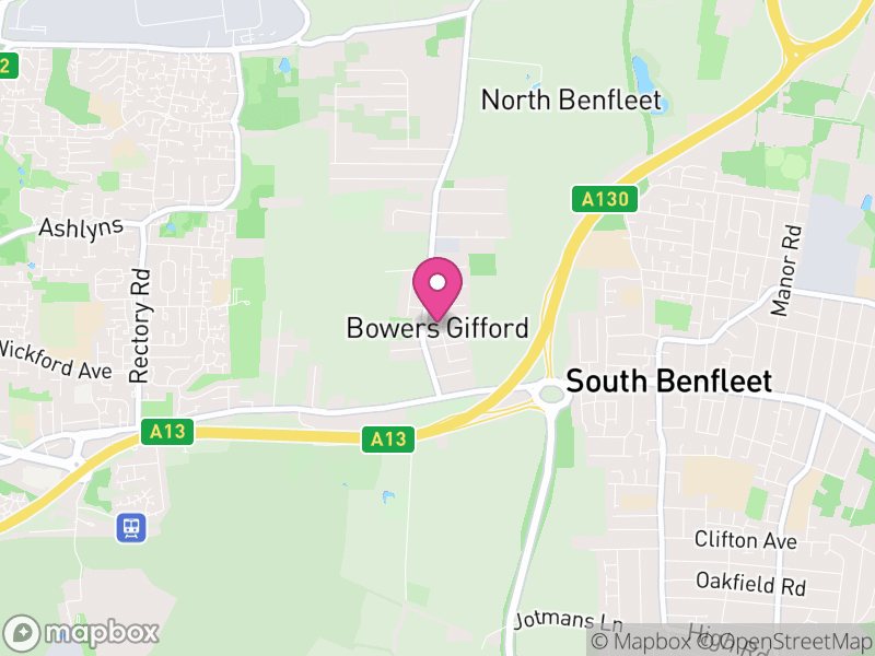 Map of Bowers Gifford and North Benfleet, Basildon