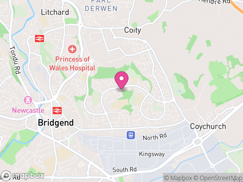 Map of Brackla, Bridgend