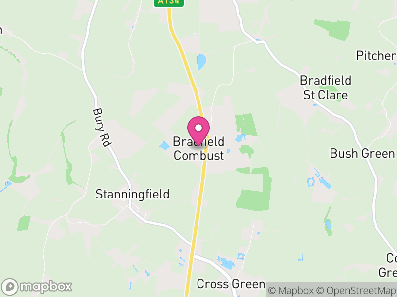 Map of Bradfield Combust with Stanningfield, West Suffolk