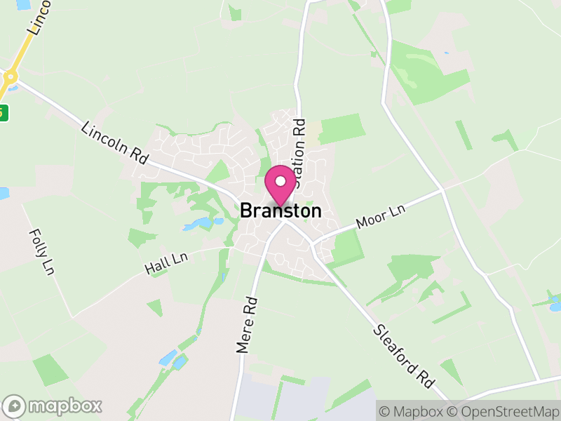 Map of Branston and Mere, North Kesteven