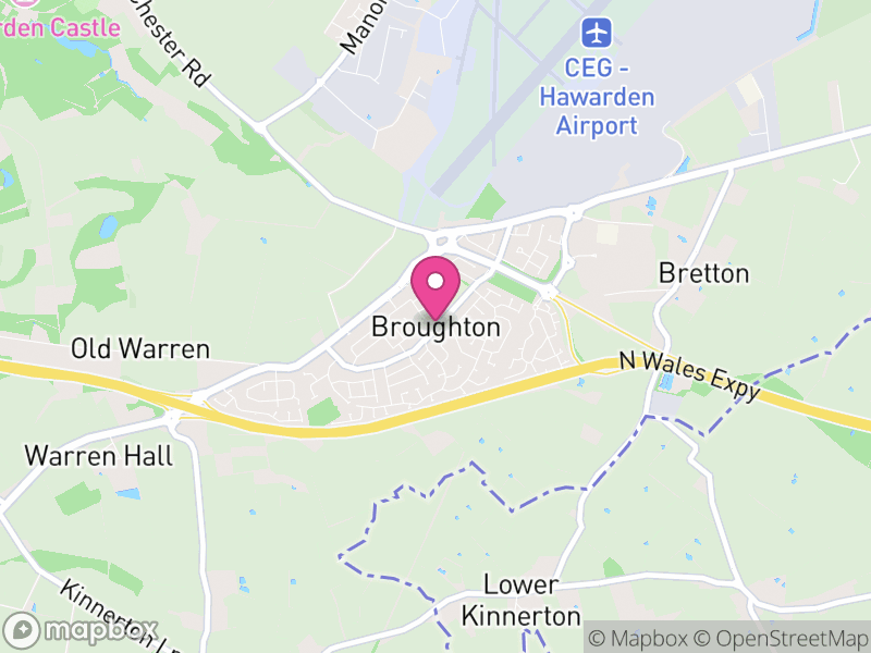 Map of Broughton and Bretton, Flintshire