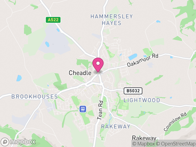 Map of Cheadle, Staffordshire Moorlands