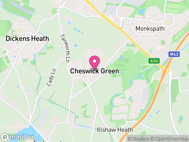 Map of Cheswick Green, Solihull