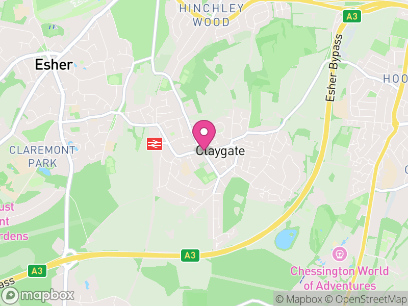 Map of Claygate, Elmbridge
