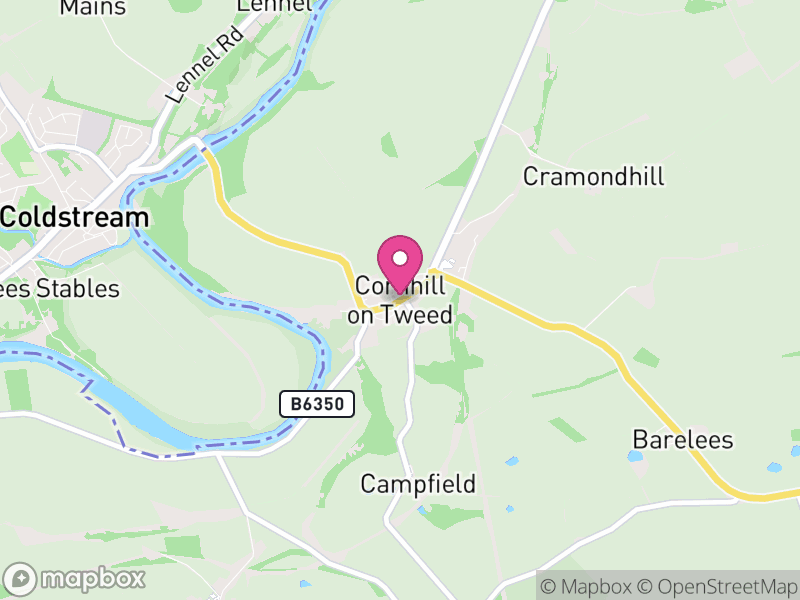 Map of Cornhill-on-Tweed, Northumberland