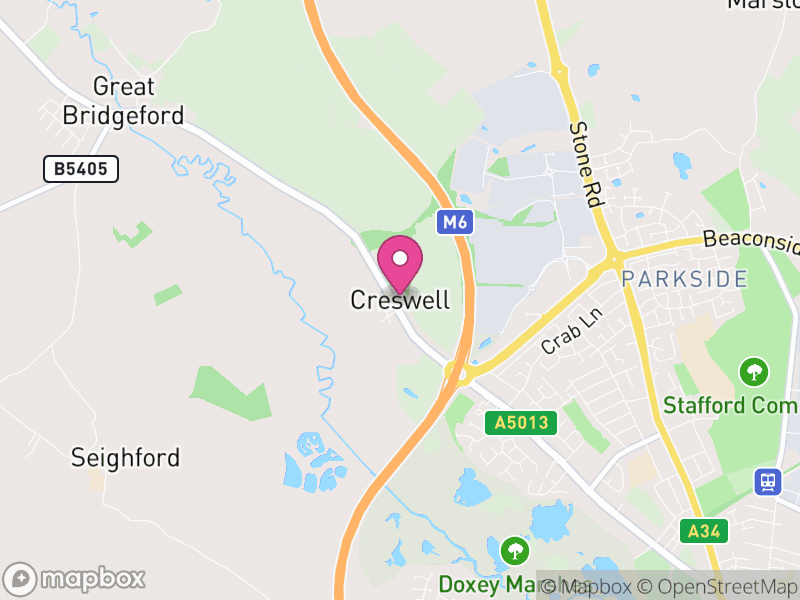 Map of Creswell, Stafford
