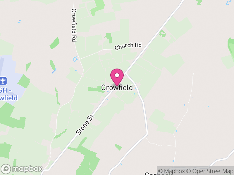 Map of Crowfield, Mid Suffolk