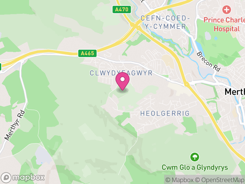 Map of Cyfarthfa, Merthyr Tydfil