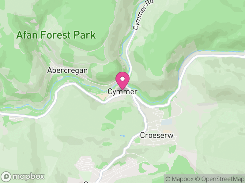 Map of Cymer and Glyncorrwg, Neath Port Talbot