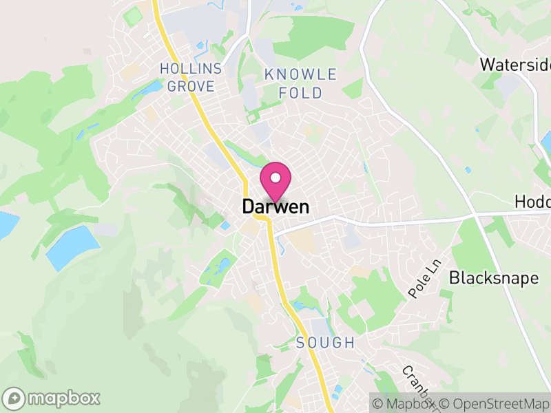 Map of Darwen, Blackburn with Darwen
