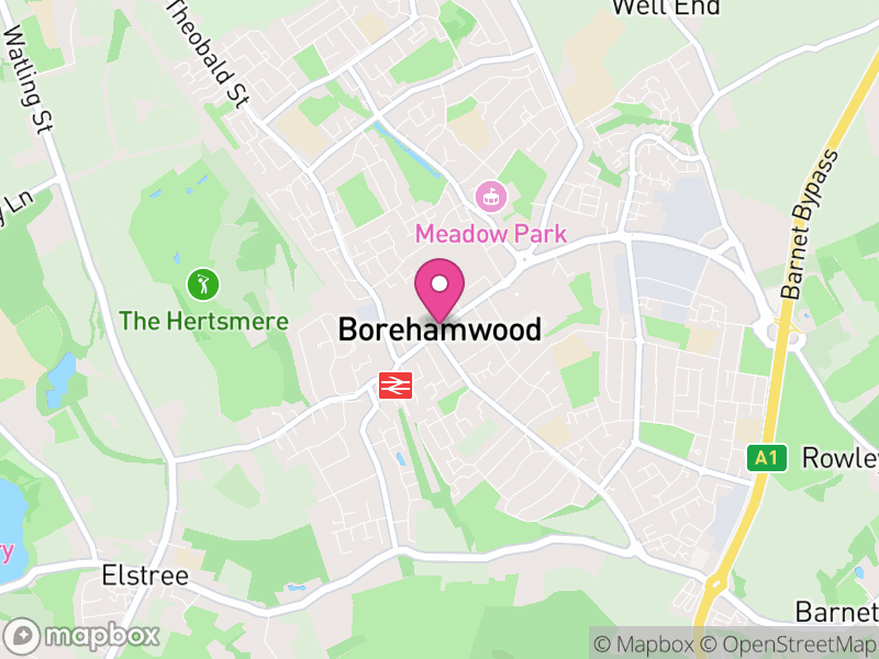 Map of Elstree and Borehamwood, Hertsmere