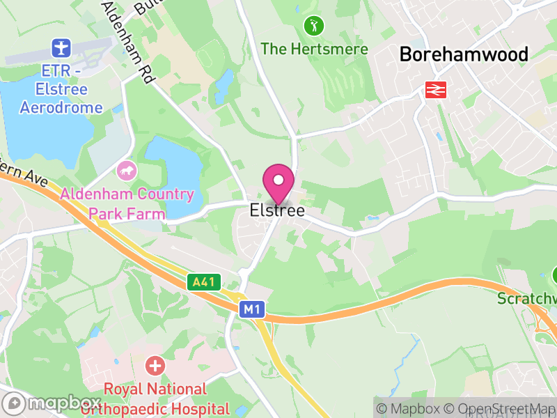 Map of Elstree and Borehamwood, Hertsmere