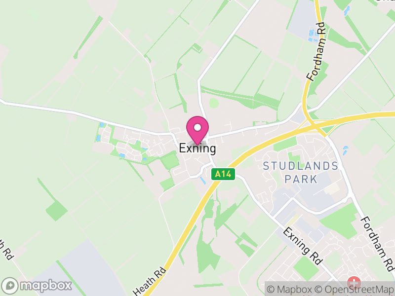 Map of Exning, West Suffolk