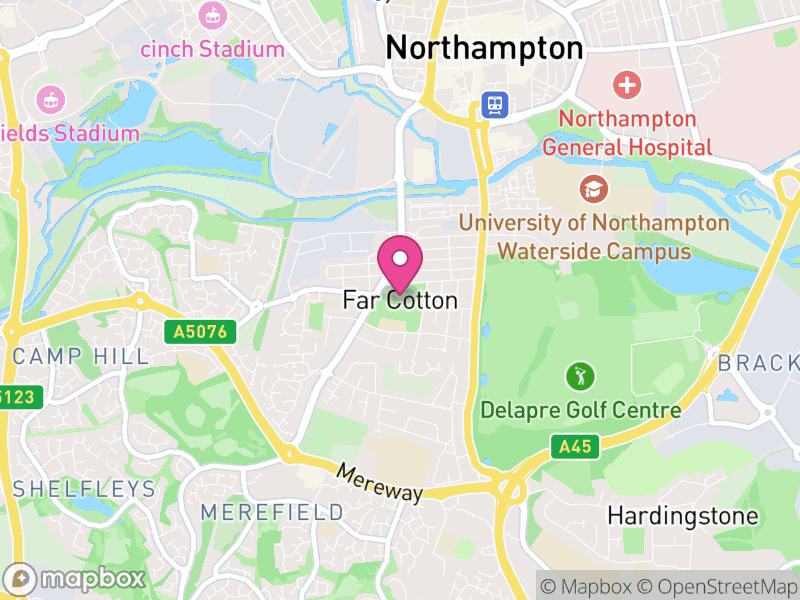 Map of Far Cotton and Delapre, West Northamptonshire