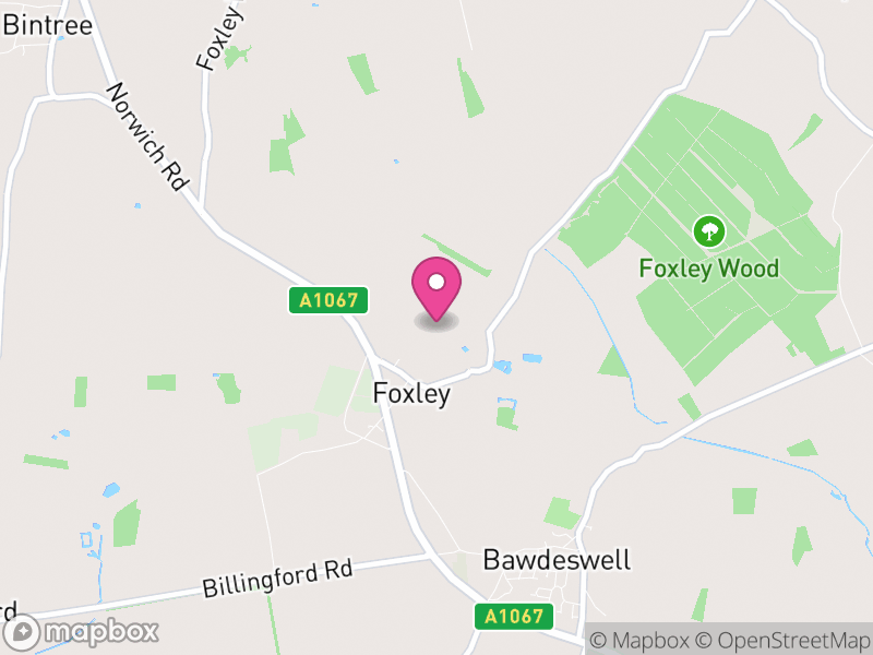 Map of Foxley, Breckland