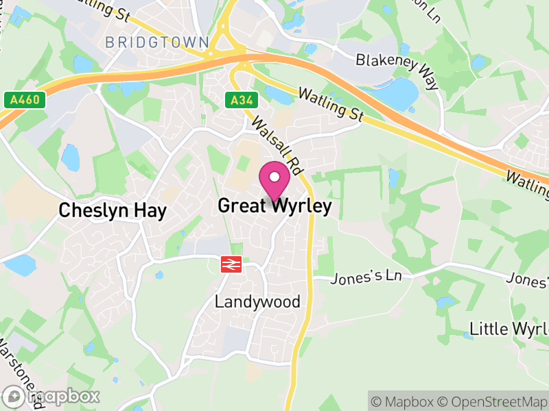 Map of Great Wyrley, South Staffordshire