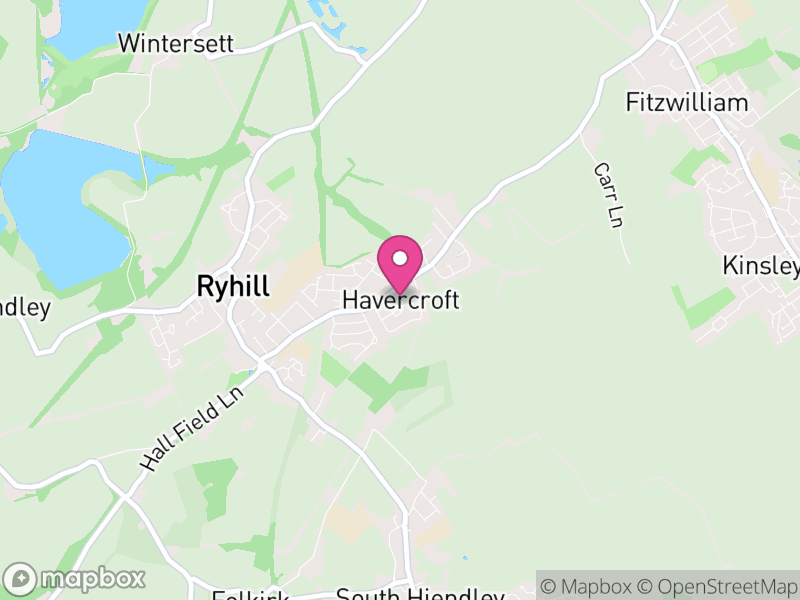 Map of Havercroft with Cold Hiendley, Wakefield