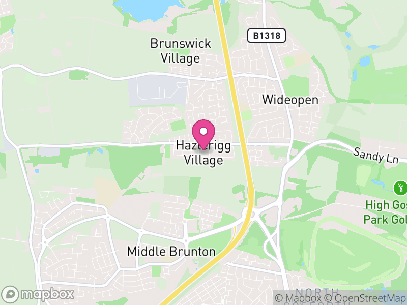 Map of Hazlerigg, Newcastle