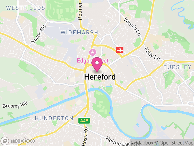 Map of Hereford, Herefordshire