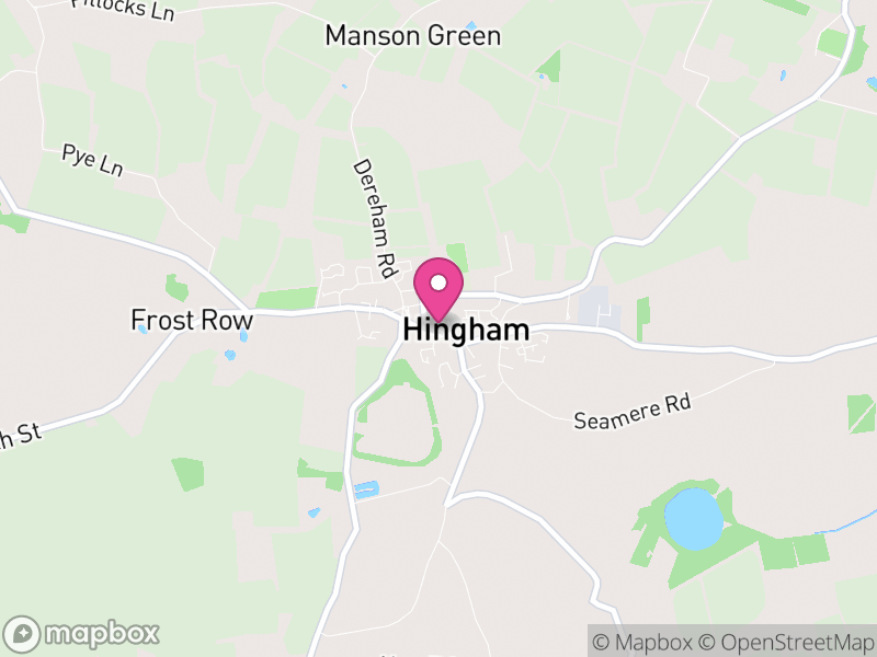 Map of Hingham, South Norfolk