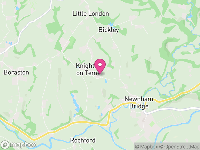Map of Knighton on Teme, Malvern Hills