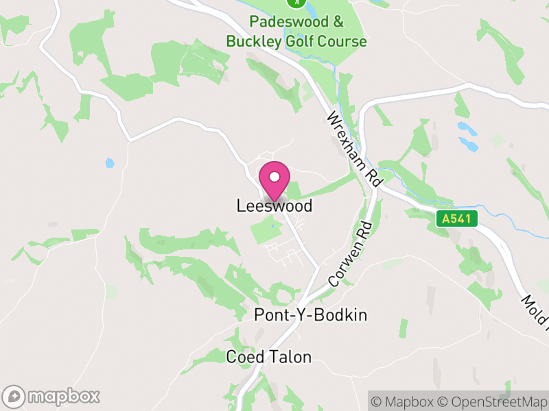 Map of Leeswood and Pontblyddyn, Flintshire