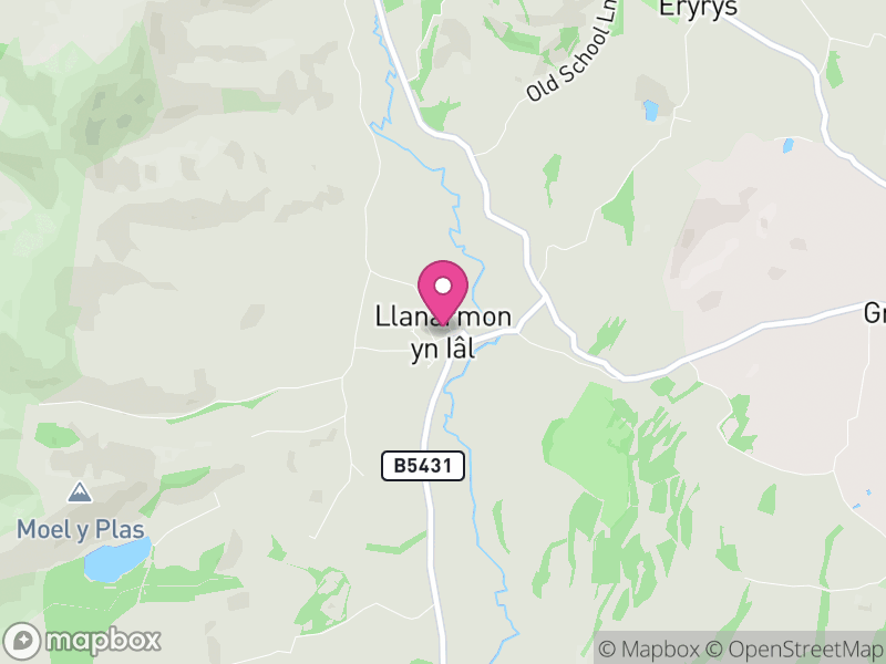 Map of Llanarmon-yn-Ial, Denbighshire