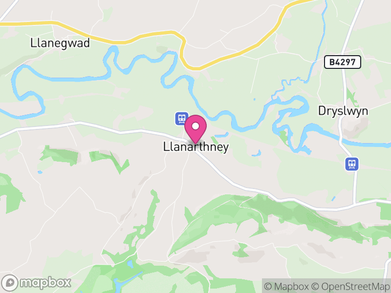 Map of Llanarthney, Sir Gaerfyrddin / Carmarthenshire
