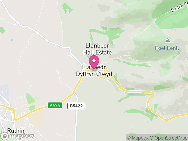 Map of Llanbedr Dyffryn Clwyd, Denbighshire