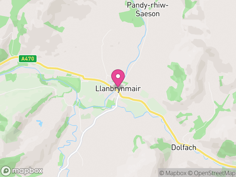 Map of Llanbrynmair, Powys