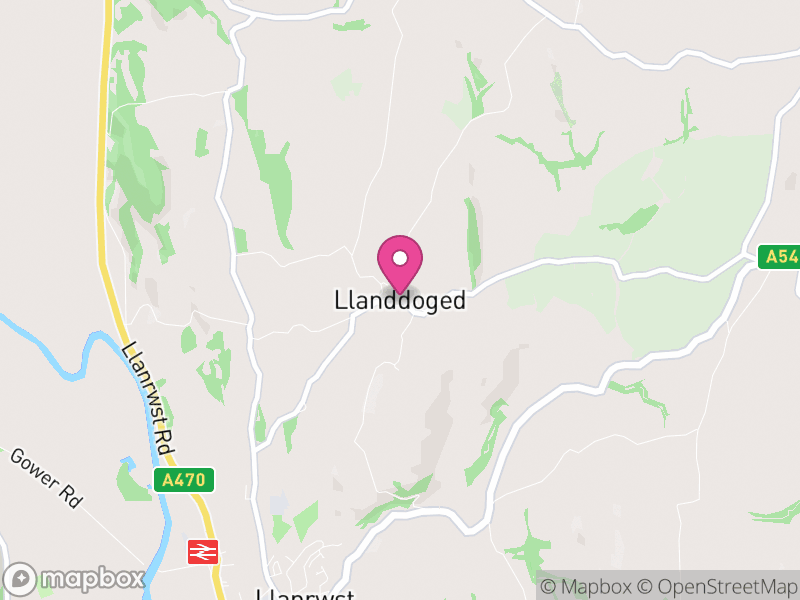 Map of Llanddoged and Maenan, Conwy