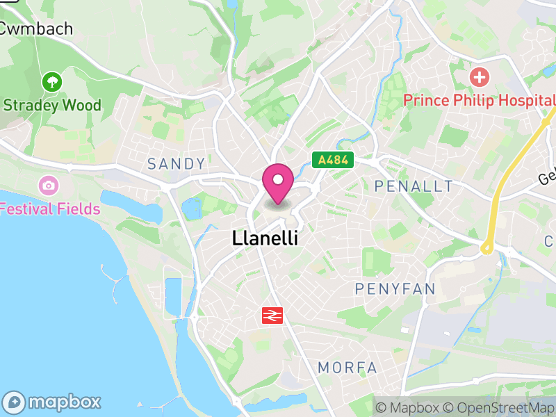 Map of Llanelli, Sir Gaerfyrddin / Carmarthenshire