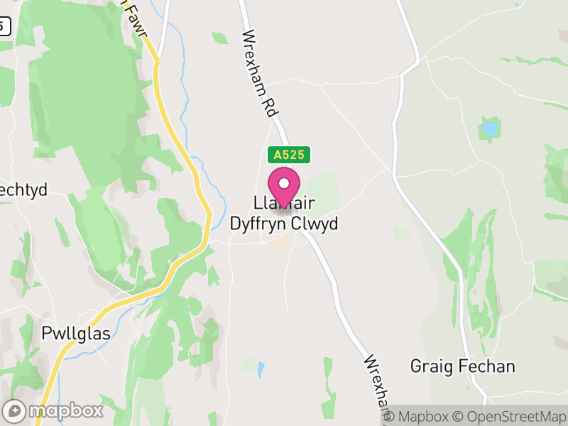 Map of Llanfair Dyffryn Clwyd, Denbighshire