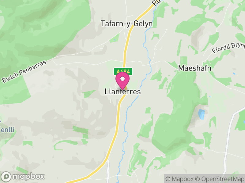 Map of Llanferres, Denbighshire