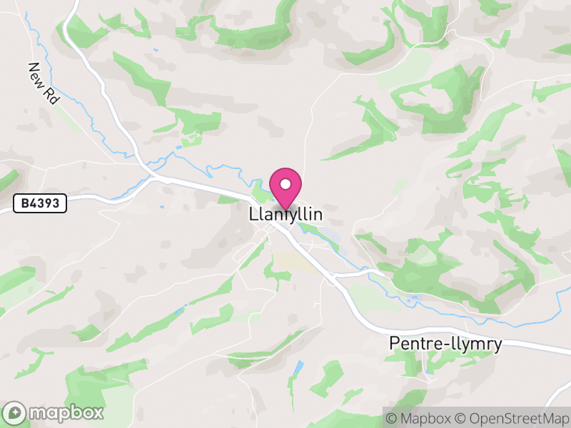 Map of Llanfyllin, Powys