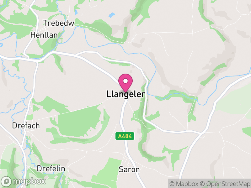 Map of Llangeler, Sir Gaerfyrddin / Carmarthenshire