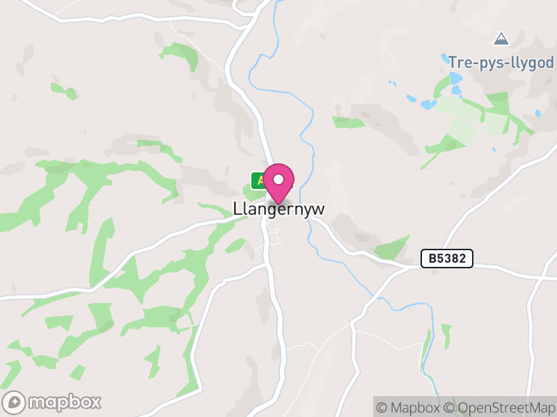 Map of Llangernyw, Conwy
