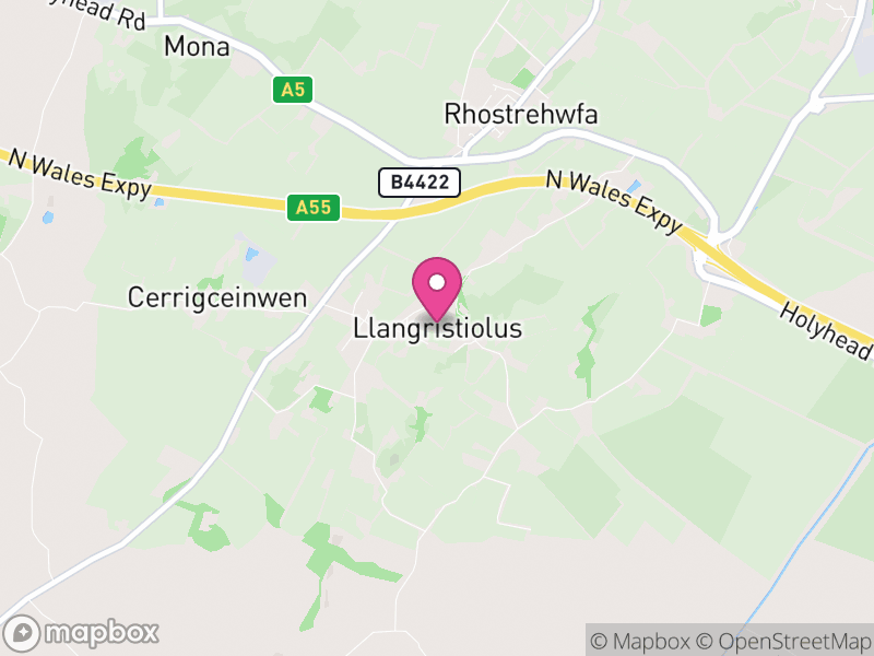 Map of Llangristiolus, Ynys Môn / Isle of Anglesey