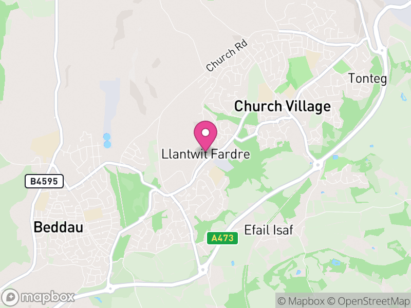 Map of Llantwit Fardre, Rhondda Cynon Taf