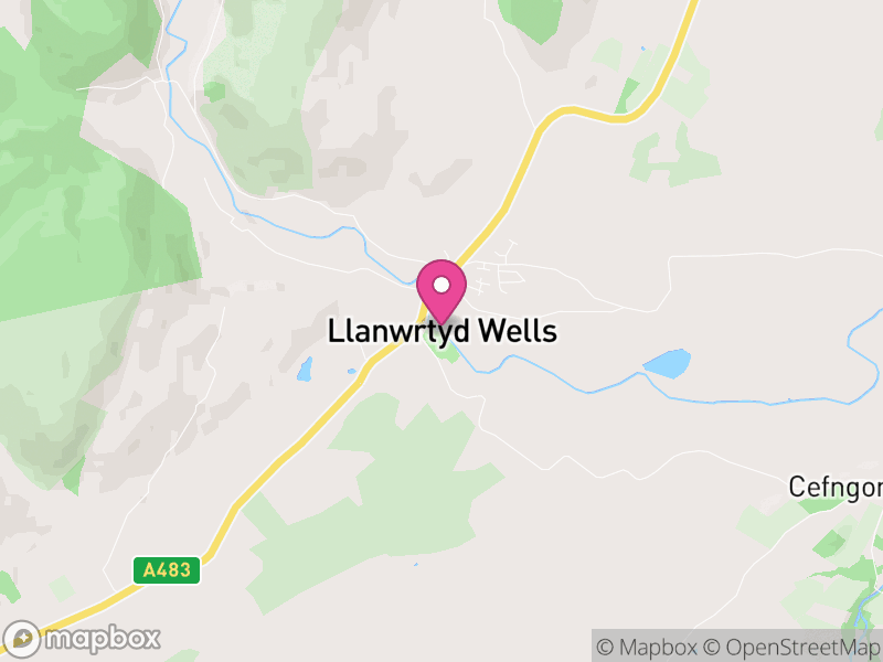 Map of Llanwrtyd Wells, Powys